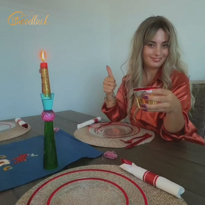 Goodluck Disposable Clear with Red Rim Plastic Dinnerware Set