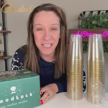 Goodluck 14 oz Disposable Gold Glitter Plastic Cups